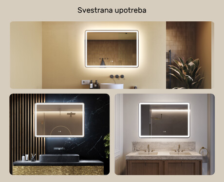 Ogledalo s LED rasvjetom 100x70cm s Dual color, Dodirni prekidač, Grijaća prostirka, Bluetooth zvučnik - L141 #2