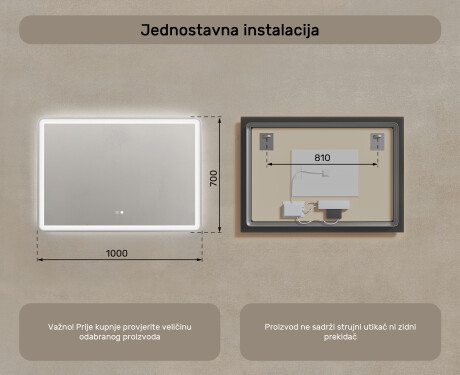 Ogledalo s LED rasvjetom 100x70cm s Dual color, Dodirni prekidač, Grijaća prostirka, Bluetooth zvučnik - L141 #8