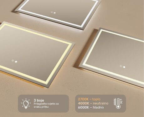 Ogledalo s LED rasvjetom 70x50cm s Dual color, Dodirni prekidač, Grijaća prostirka - L49 #3