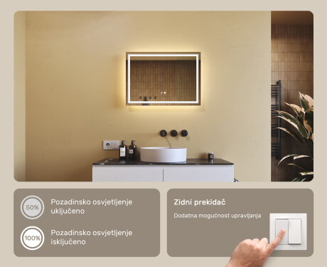 Ogledalo s LED rasvjetom 70x50cm s Dual color, Dodirni prekidač, Grijaća prostirka - L49 #4