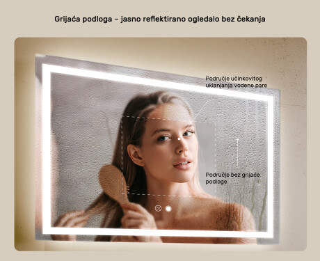 Ogledalo s LED rasvjetom 70x50cm s Dual color, Dodirni prekidač, Grijaća prostirka - L49 #5