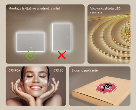 Ogledalo s LED rasvjetom 70x50cm s Dual color, Dodirni prekidač, Grijaća prostirka - L49 #6