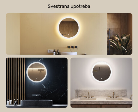 Okruglo LED osvetljeno ogledalo za kupatilo 60 cm s Dual color, Dodirni prekidač #2
