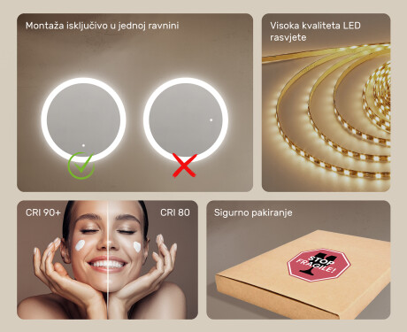 Okruglo ogledalo za kupatilo s LED osvjetljenjem 80 cm s Dual color, Dodirni prekidač #5