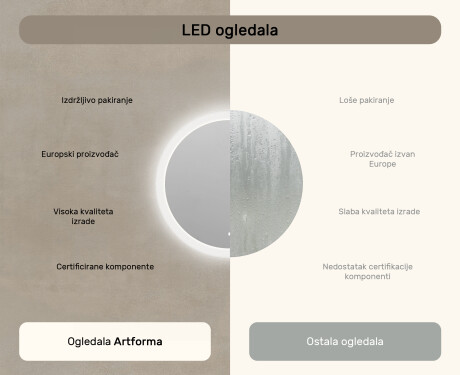 Okruglo ogledalo za kupatilo s LED osvjetljenjem 80 cm s Dual color, Dodirni prekidač #6