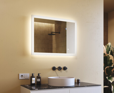 Pravokutno ogledalo za kupatilo s LED osvjetljenjem 80x60 cm s Dual color, Dodirni prekidač