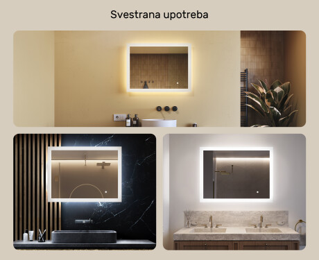Pravokutno ogledalo za kupatilo s LED osvjetljenjem 80x60 cm s Dual color, Dodirni prekidač #2