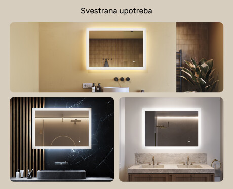 Pravokutno ogledalo za kupatilo s LED osvjetljenjem 100x70 cm s Dual color, Dodirni prekidač #2