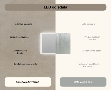 Pravokutno ogledalo za kupatilo s LED osvjetljenjem 100x70 cm s Dual color, Dodirni prekidač #6