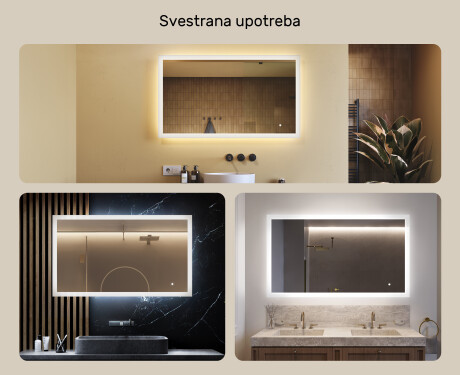 Pravokutno ogledalo za kupatilo s LED osvjetljenjem 120x70 cm s Dual color, Dodirni prekidač #2