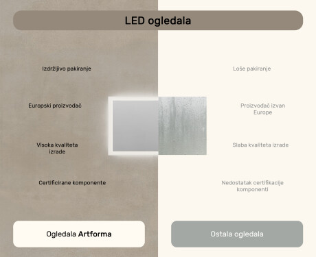 Pravokutno ogledalo za kupatilo s LED osvjetljenjem 120x70 cm s Dual color, Dodirni prekidač #6