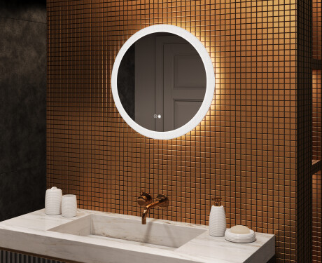 Okrugla ogledala za kupatilo s LED osvjetljenjem 60 cm s Dual color, Dodirni prekidač, Grijaća prostirka