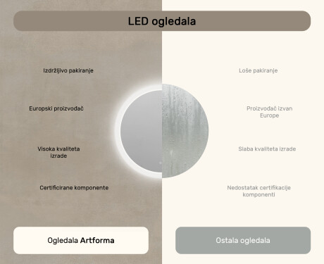 Okrugla ogledala za kupatilo s LED osvjetljenjem 60 cm s Dual color, Dodirni prekidač, Grijaća prostirka #7