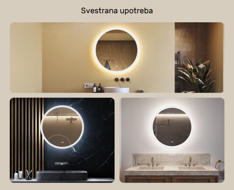 Okruglo ogledalo za kupatilo s LED osvjetljenjem 80 cm s Dual color, Dodirni prekidač, Grijaća prostirka #2