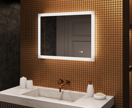 Pravokutno LED ogledalo za kupatilo 80x60 cm s Dual color, Dodirni prekidač, Grijaća prostirka
