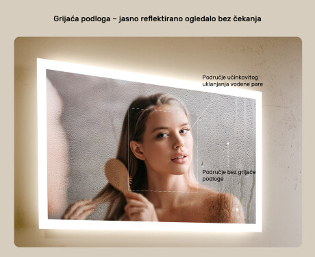 Pravokutno LED ogledalo za kupatilo 80x60 cm s Dual color, Dodirni prekidač, Grijaća prostirka #5