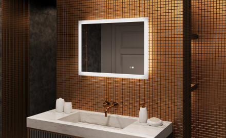 Pravokutno LED ogledalo za kupatilo 80x60 cm s Dual color, Dodirni prekidač, Grijaća prostirka