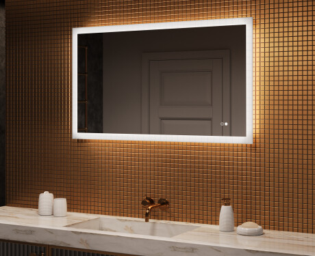 Pravokutno LED osvetljeno ogledalo za kupatilo 120x70 cm s Dual color, Dodirni prekidač, Grijaća prostirka