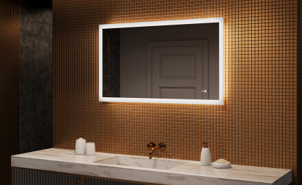 Pravokutno LED osvetljeno ogledalo za kupatilo 120x70 cm s Dual color, Dodirni prekidač, Grijaća prostirka