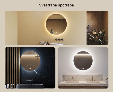 Okruglo ogledalo s osvjetljenjem 60 cm, dvobojno, dodirni prekidač, grijaća podloga #2