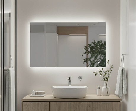 Pravokutno ogledalo za kupaonicu s LED osvjetljenjem 80x60/60x80 cm, dvobojno, dodirni prekidač, grijaća podloga