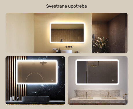 Zaobljeno ogledalo za kupaonicu s LED osvjetljenjem, 120×70 cm, dvobojno, dodirni prekidač, grijaća podloga #2