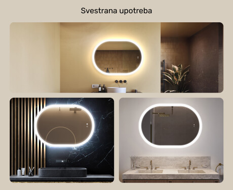 Osvijetljeno ogledalo za kupaonicu, 100×70 cm, dvobojno, dodirni prekidač, grijaća podloga #2