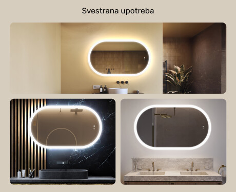 Osvijetljeno ogledalo za kupaonicu, 120×70 cm, dvobojno, dodirni prekidač, grijaća podloga #2