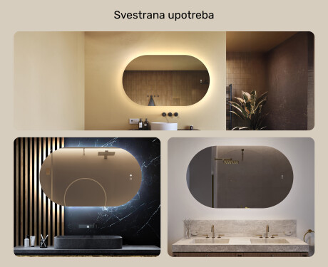 Osvijetljeno ogledalo za kupaonicu, 120×70 cm, dvobojno, dodirni prekidač, grijaća podloga #2
