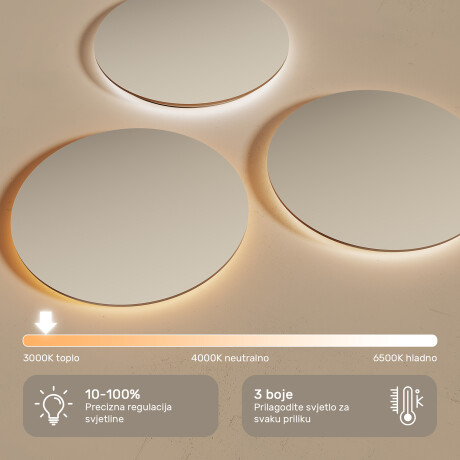 Okruglo ogledalo s LED osvjetljenjem u crnom aluminijskom okviru #5