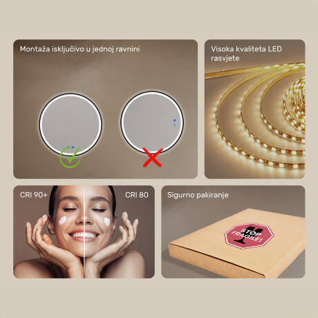 Okruglo ogledalo s LED osvjetljenjem u crnom aluminijskom okviru #7