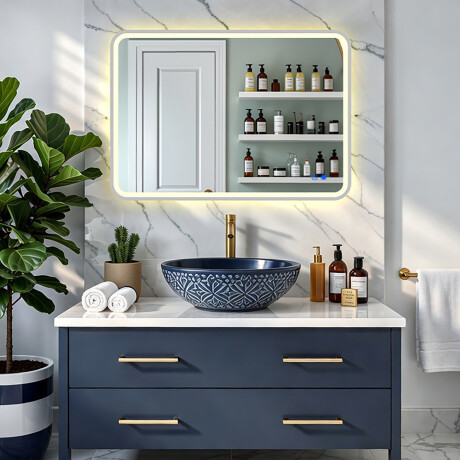 Zaobljeno LED ogledalo s osvjetljenjem - 80x60/100x70/120x70 cm u srebrnom aluminijskom okviru #8