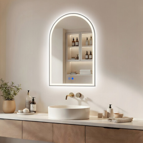 Nepravilno LED osvijetljeno ogledalo – 60x90/70x100 cm u srebrnom aluminijskom okviru #1