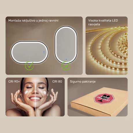 Ovalno LED ogledalo u zlatnom aluminijskom okviru #7