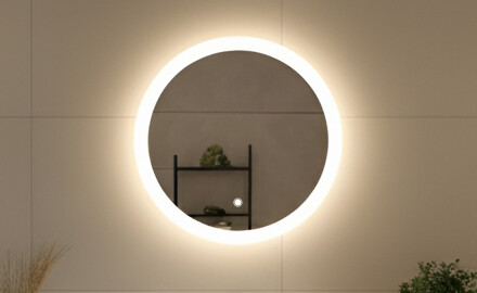 Okruglo LED osvetljeno ogledalo za kupatilo 60 cm s Dual color, Dodirni prekidač