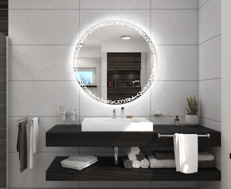 Okruglo zidno ogledalo za kupaonicu sa svjetlom na baterije L115 #5