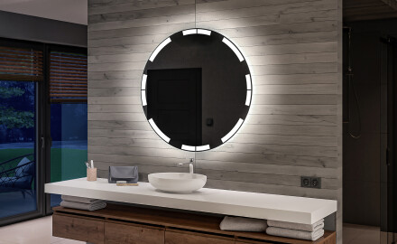 Okruglo zidno ogledalo za kupaonicu sa svjetlom na baterije L120