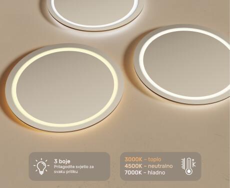 Ogledalo s LED rasvjetom 80cm s hladnim LED svjetlom 7000K, toplim svjetlom 3000K ili neutralnim svjetlom 4500K #3
