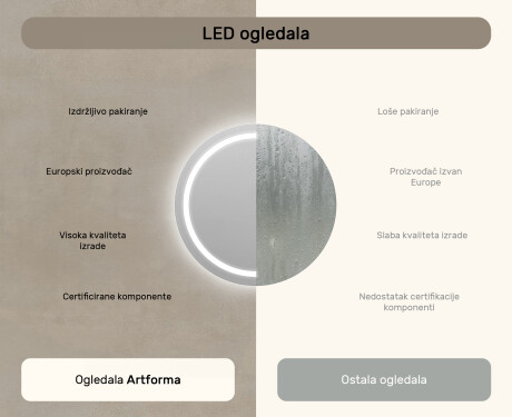 Ogledalo s LED rasvjetom 80cm s hladnim LED svjetlom 7000K, toplim svjetlom 3000K ili neutralnim svjetlom 4500K #6