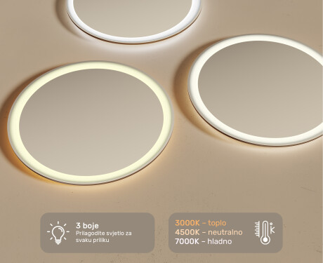 Ogledalo s LED rasvjetom 60cm s hladnim LED svjetlom 7000K, toplim svjetlom 3000K ili neutralnim svjetlom 4500K #3