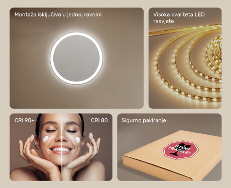 Ogledalo s LED rasvjetom 60cm s hladnim LED svjetlom 7000K, toplim svjetlom 3000K ili neutralnim svjetlom 4500K #5