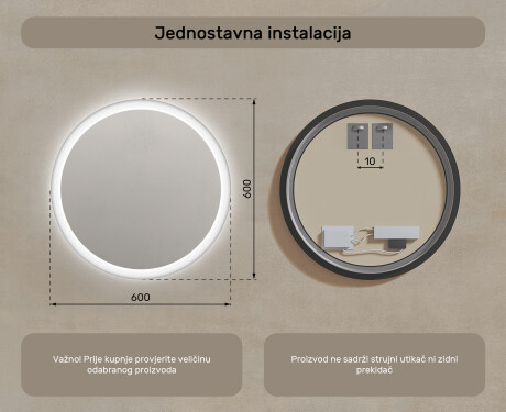 Ogledalo s LED rasvjetom 60cm s hladnim LED svjetlom 7000K, toplim svjetlom 3000K ili neutralnim svjetlom 4500K #7