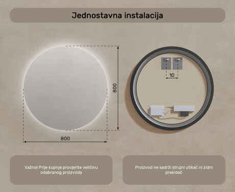 Ogledalo s LED rasvjetom 80cm s hladnim LED svjetlom 7000K, toplim svjetlom 3000K ili neutralnim svjetlom 4500K #7