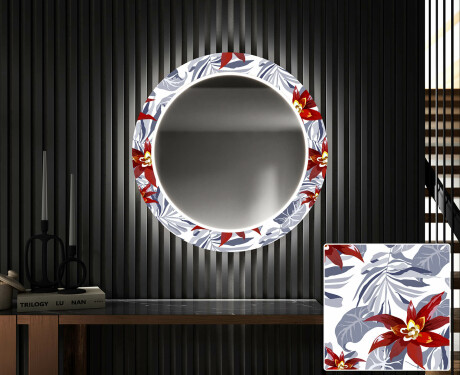Okruglo Ukrasno Zrcalo S LED Pozadinskim Osvjetljenjem Za Predvorje - Sea Flowers #1