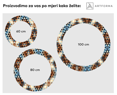 Okruglo Ukrasno Zrcalo S LED Pozadinskim Osvjetljenjem Za Dnevnu Sobu - Color Triangles #2