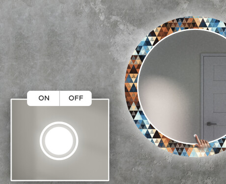 Okruglo Ukrasno Zrcalo S LED Pozadinskim Osvjetljenjem Za Dnevnu Sobu - Color Triangles #4