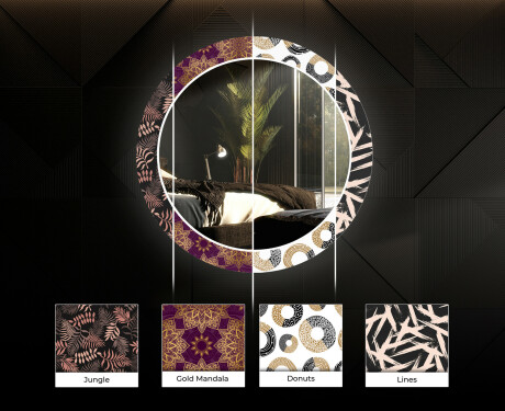 Okruglo Ukrasno Zrcalo S LED Pozadinskim Osvjetljenjem Za Dnevnu Sobu - Color Triangles #6