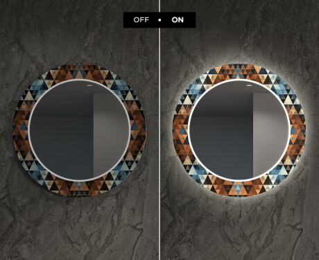 Okruglo Ukrasno Zrcalo S LED Pozadinskim Osvjetljenjem Za Dnevnu Sobu - Color Triangles #7