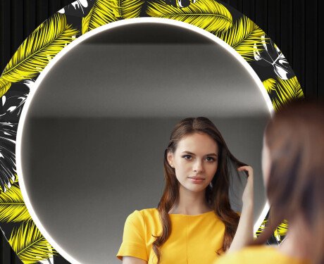 Okruglo Ukrasno Zrcalo S LED Pozadinskim Osvjetljenjem Za Predvorje - Gold Jungle #12