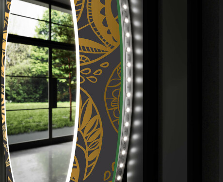 Okruglo Ukrasno Zrcalo S LED Pozadinskim Osvjetljenjem Za Predvorje - Ancient Pattern #11